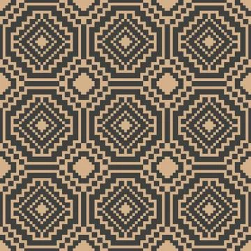 Vector damask seamless retro pattern background mosaic pixel polygon geometry イラスト素材