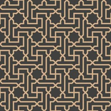 Vector damask seamless retro pattern background Islamic star spiral polygon g Stock Illustration