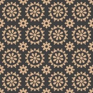 Vector damask seamless retro pattern background oriental round cross flower k Illustrazione stock