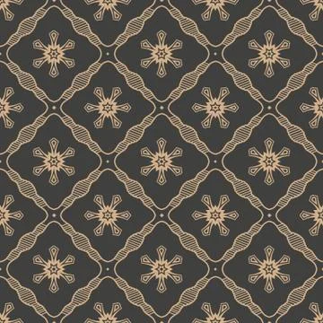 Vector damask seamless retro pattern background wave spiral curve cross frame Stock Illustration