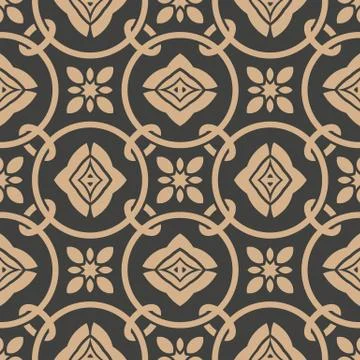Vector damask seamless retro pattern background round cross frame chain flowe Illustrazione stock