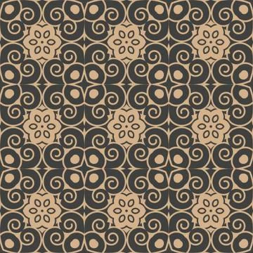 Vector damask seamless retro pattern background spiral vortex curve cross fra Stock Illustration