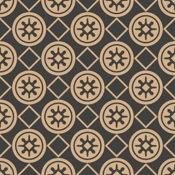 Vector damask seamless retro pattern background round check cross frame line  Illustrazione stock