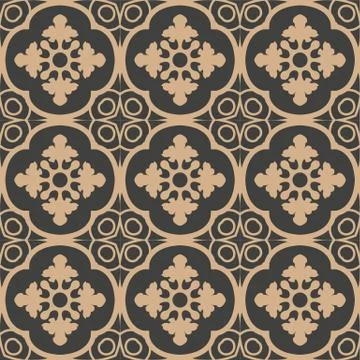 Vector damask seamless retro pattern background spiral curve cross frame line Stock Illustration
