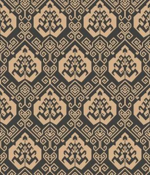 Vector damask seamless retro pattern background spiral vortex cross frame lin Stock Illustration