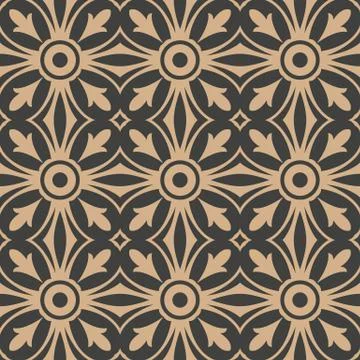 Vector damask seamless retro pattern background round curve cross geometry fr 스톡 일러스트