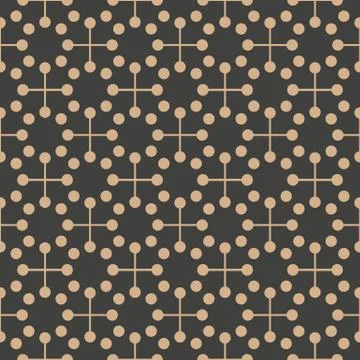 Vector damask seamless retro pattern background geometry round dot cross fram Stock Illustration