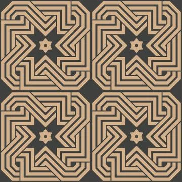 Vector damask seamless retro pattern background geometry polygon cross spiral Illustrazione stock