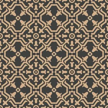 Vector damask seamless retro pattern background spiral curve cross polygon fl Illustrazione stock