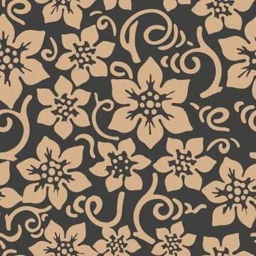 Vector damask seamless retro pattern background botanic garden nature plant l Stock Illustration