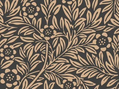 Vector damask seamless retro pattern background botanic garden nature plant l Stock Illustration