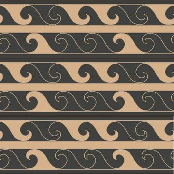 Vector damask seamless retro pattern background spiral vortex cross wave fram Stock Illustration