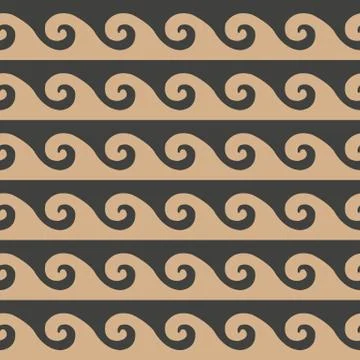 Vector damask seamless retro pattern background spiral vortex cross wave fram Stock Illustration