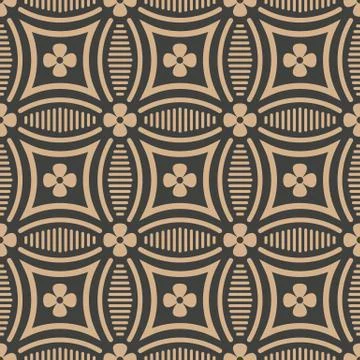 Vector damask seamless retro pattern background round curve cross frame line  Stockillustratie