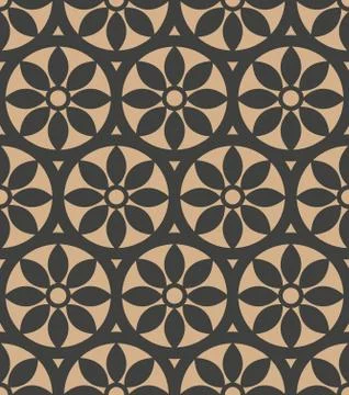 Vector damask seamless retro pattern background round curve cross flower kale Illustrazione stock