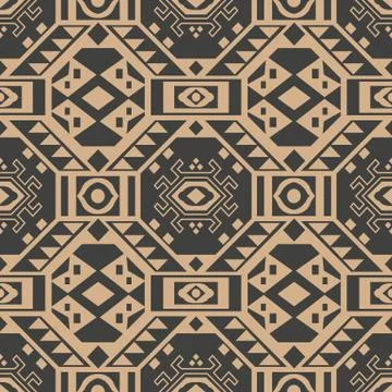 Vector damask seamless retro pattern background polygon geometry cross triang Stock Illustration