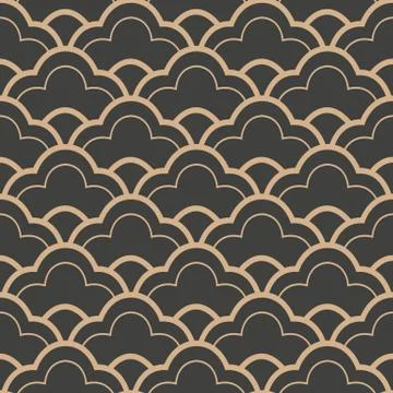 Vector damask seamless retro pattern background curve cross frame wave line Illustrazione stock
