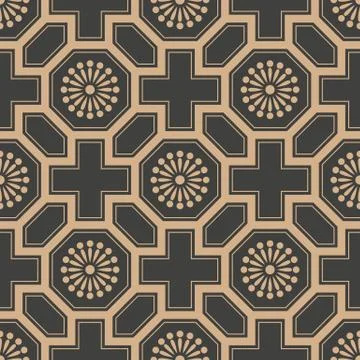 Vector damask seamless retro pattern background oriental polygon geometry cro Illustrazione stock