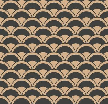 Vector damask seamless retro pattern background round curve, cross scale fram Stock Illustration