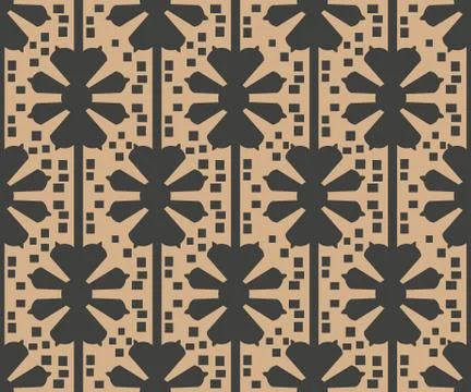 Vector damask seamless retro pattern background polygon geometry cross flower Stock Illustration