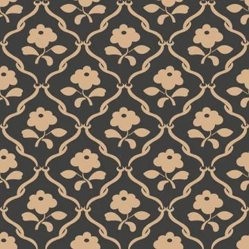 Vector damask seamless retro pattern background spiral curve cross frame vine 스톡 일러스트