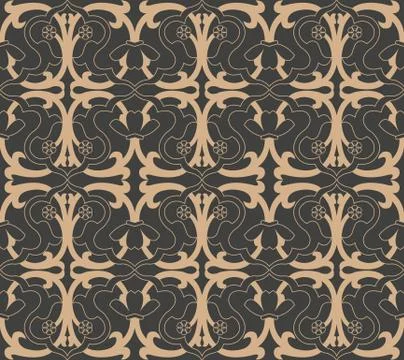 Vector damask seamless retro pattern background spiral curve cross frame plan 스톡 일러스트