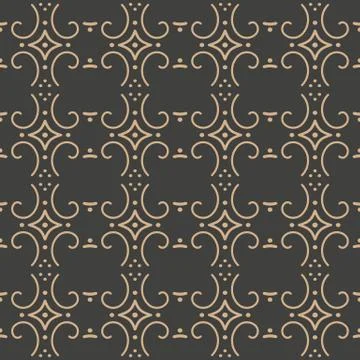 Vector damask seamless retro pattern background spiral curve cross frame line Stock Illustration