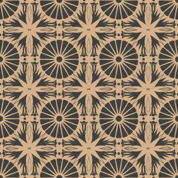 Vector damask seamless retro pattern background geometry round cross flower f Illustrazione stock