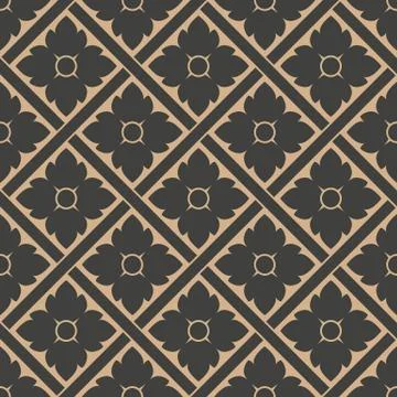 Vector damask seamless retro pattern background geometry check cross flower f Illustrazione stock