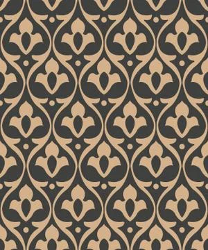 Vector damask seamless retro pattern background curve cross frame leaf flower Illustrazione stock