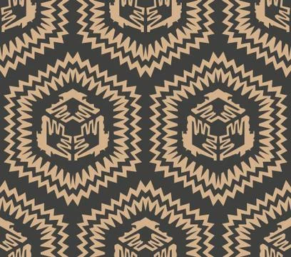 Vector damask seamless retro pattern background polygon sawtooth geometry cro Illustrazione stock