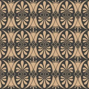 Vector damask seamless retro pattern background oval curve cross frame leaf f Illustrazione stock