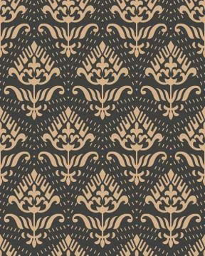 Vector damask seamless retro pattern background nature botanic garden leaf fl イラスト素材