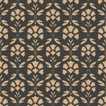 Vector damask seamless retro pattern background spiral curve cross frame bota Stock Illustration