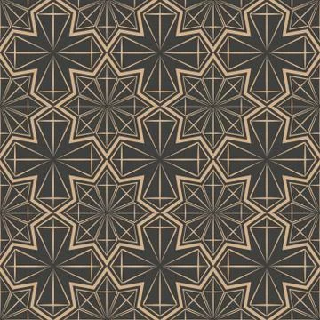 Vector damask seamless retro pattern background polygon geometry cross star f Stock Illustration