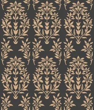 Vector damask seamless retro pattern background botanic garden nature plant l Stock Illustration