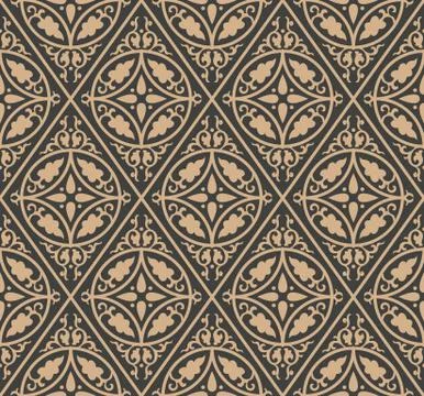 Vector damask seamless retro pattern background check round spiral curve cros Stock Illustration