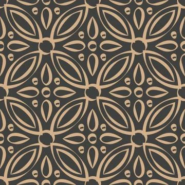 Vector damask seamless retro pattern background round curve cross flower fram Illustrazione stock