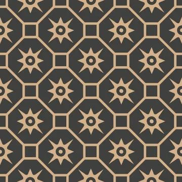 Vector damask seamless retro pattern background polygon geometry cross square Illustrazione stock