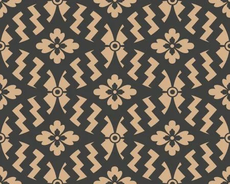 Vector damask seamless retro pattern background oval curve sawtootth cross fr Illustrazione stock