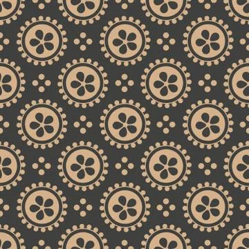 Vector damask seamless retro pattern background round cross dot line frame fl Stock Illustration