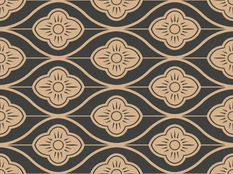 Vector damask seamless retro pattern background oriental curve cross frame li Stock Illustration