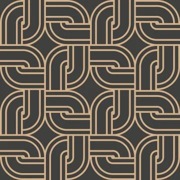 Vector damask seamless retro pattern background round curve corner cross squa Stockillustratie