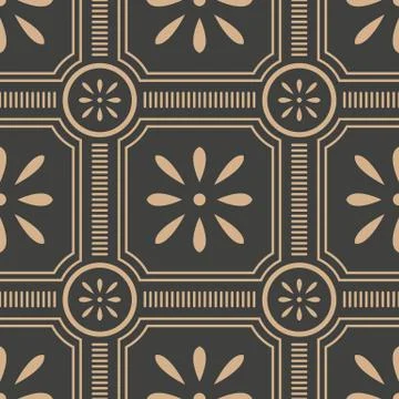 Vector damask seamless retro pattern background polygon geometry cross frame  Illustrazione stock