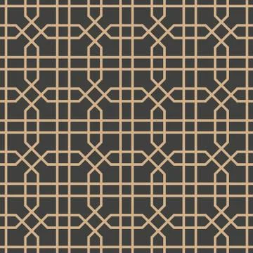 Vector damask seamless retro pattern background geometry polygon cross frame  Stock Illustration