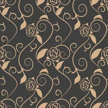 Vector damask seamless retro pattern background spiral vortex cross vine leaf Stock Illustration