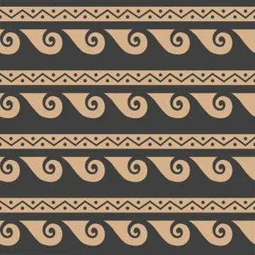 Vector damask seamless retro pattern background spiral vortex cross wave fram Stock Illustration