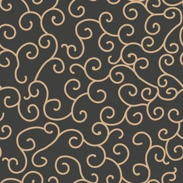 Vector damask seamless retro pattern background spiral curve cross frame vine Illustrazione stock