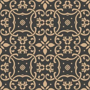 Vector damask seamless retro pattern background botanic garden spiral curve c Illustrazione stock