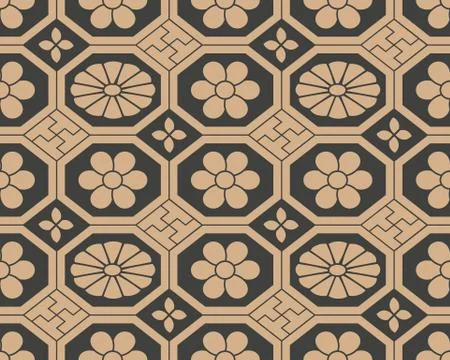 Vector damask seamless retro pattern background oriental polygon geometry che 스톡 일러스트